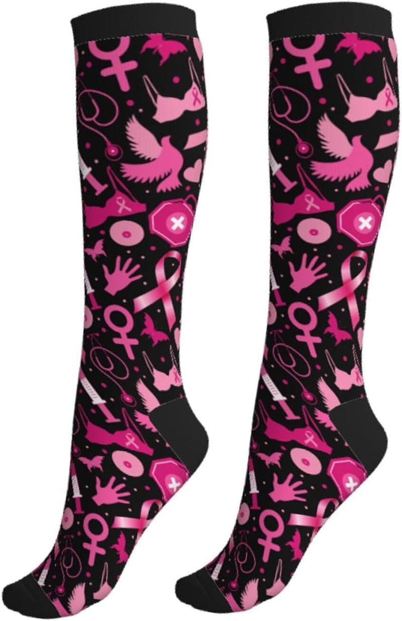 Figtihw Tie Dye Compression Socks Knee High Support Socks For Women Men Running Athletic Hiking - Image 1